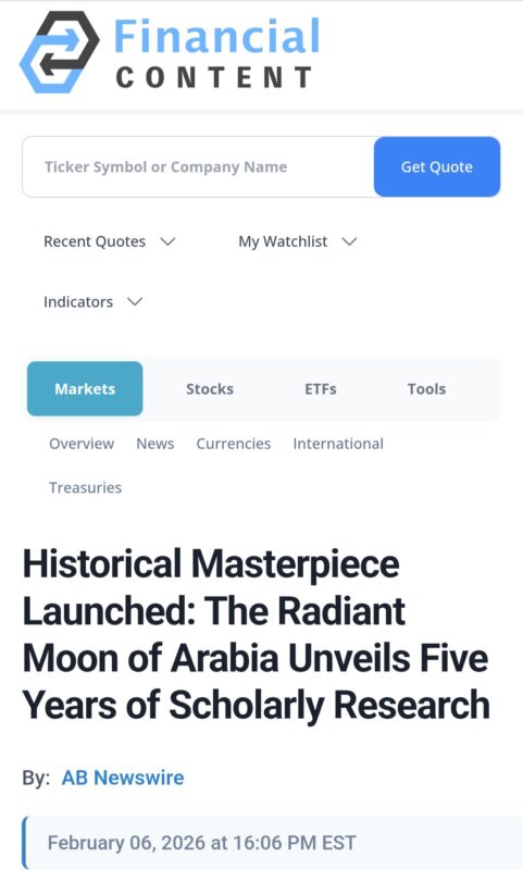 The Radiant Moon of Arabia book featured on FinancialContent.